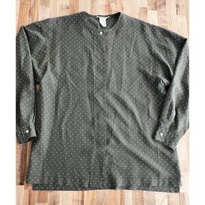 Alfred Sung Vintage Long Sleeve Button Front Blouse 100% Silk Olive Green 6